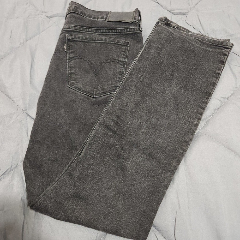 Levi's 505 Jeans Women's 28x30 Mid Rise‎ Straight Gray Denim Stretch